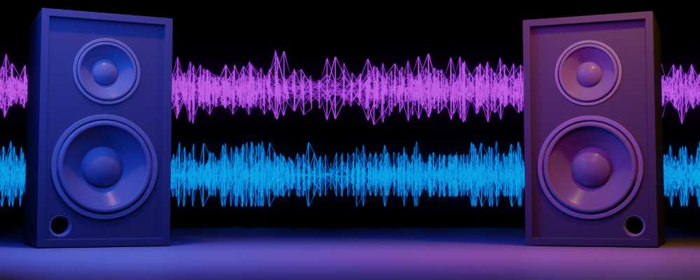 Colorful sound waves with speakers