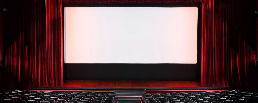 Empty theater with large screen